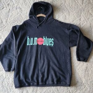 Vintage 1992 B.U.M. Equipment Black Graphic Hoodie Womens Medium
